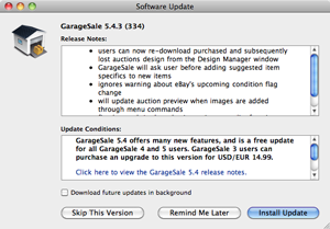 GarageSale Update Dialog